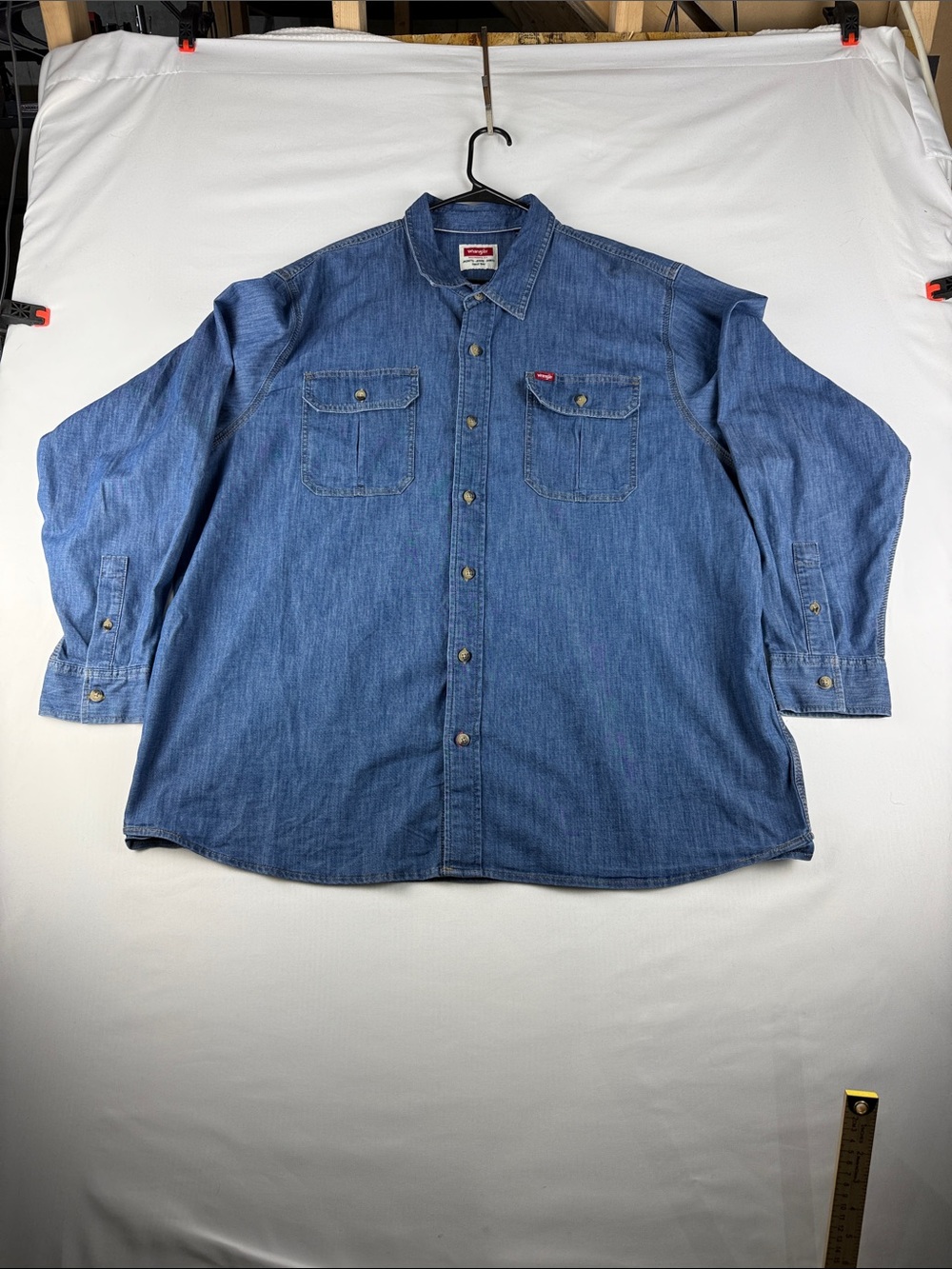 Wrangler Denim Button Down Shirt Men's 2XL Western Chambray Like New